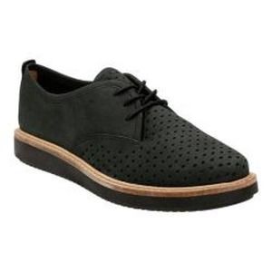 CLARKS Artisan Resseta Black Suede Lace Up Oxfords